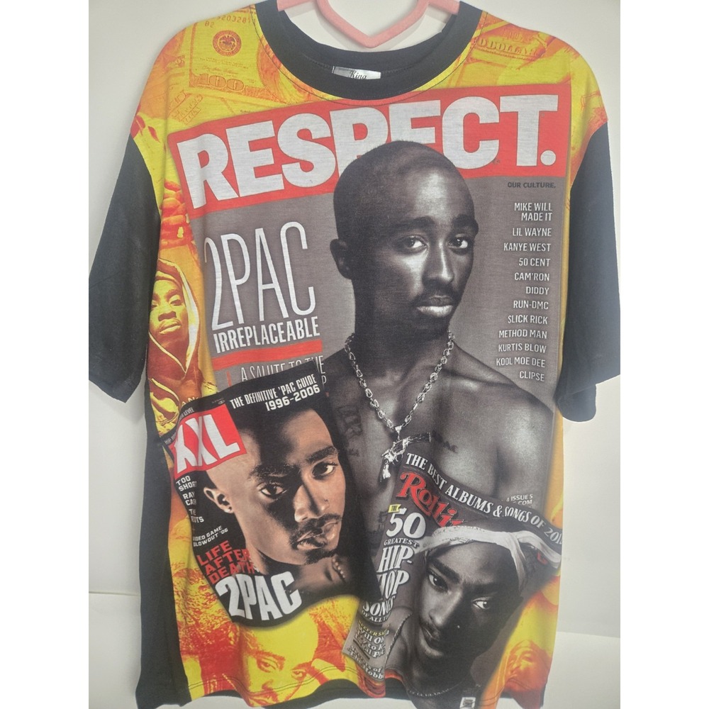 2pac Tupc Shakur Aop Collage T-shirt King Size Xl Thug Life The Source Rap Tee